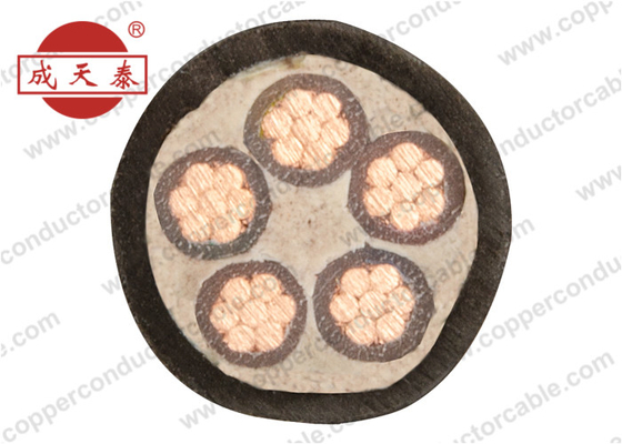 Black 5 Core Armoured Cable , Electrical Power Cable For Residental Connections